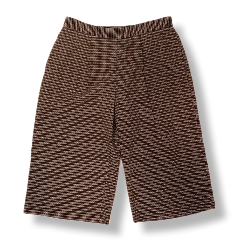 Rafaella Wide Leg Culotte Pants Printed Pleated Dressy Business Capri Cropped